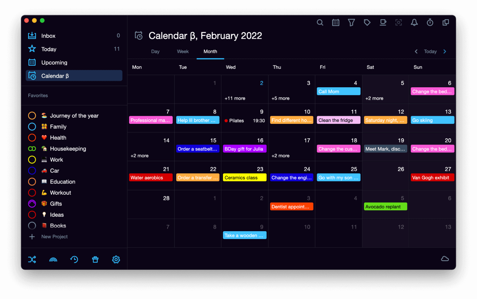 Calendar mode in desktop and web versions